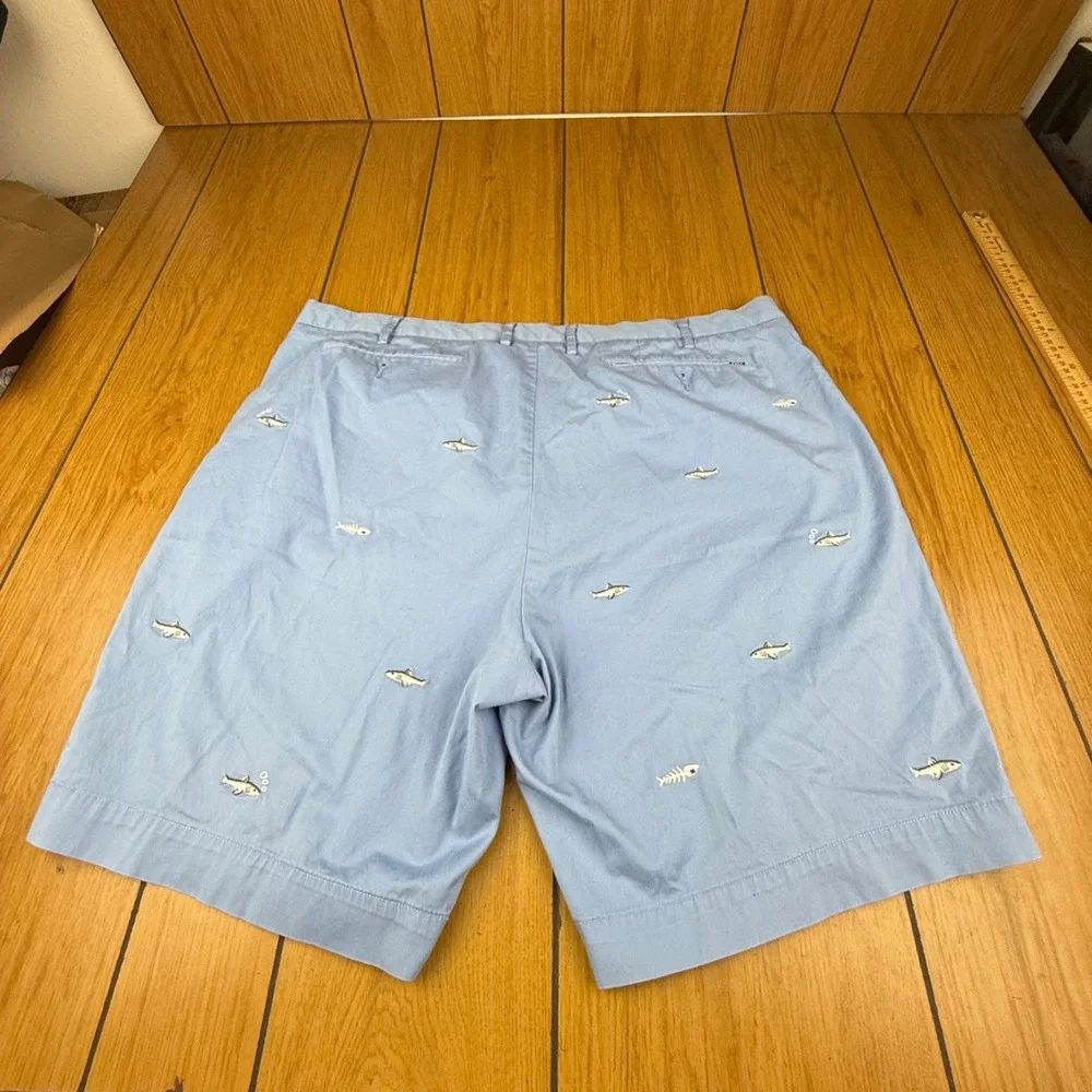 Polo Ralph Lauren Shorts Mens 42‎ Blue Fish Print Stretch Classic Fit